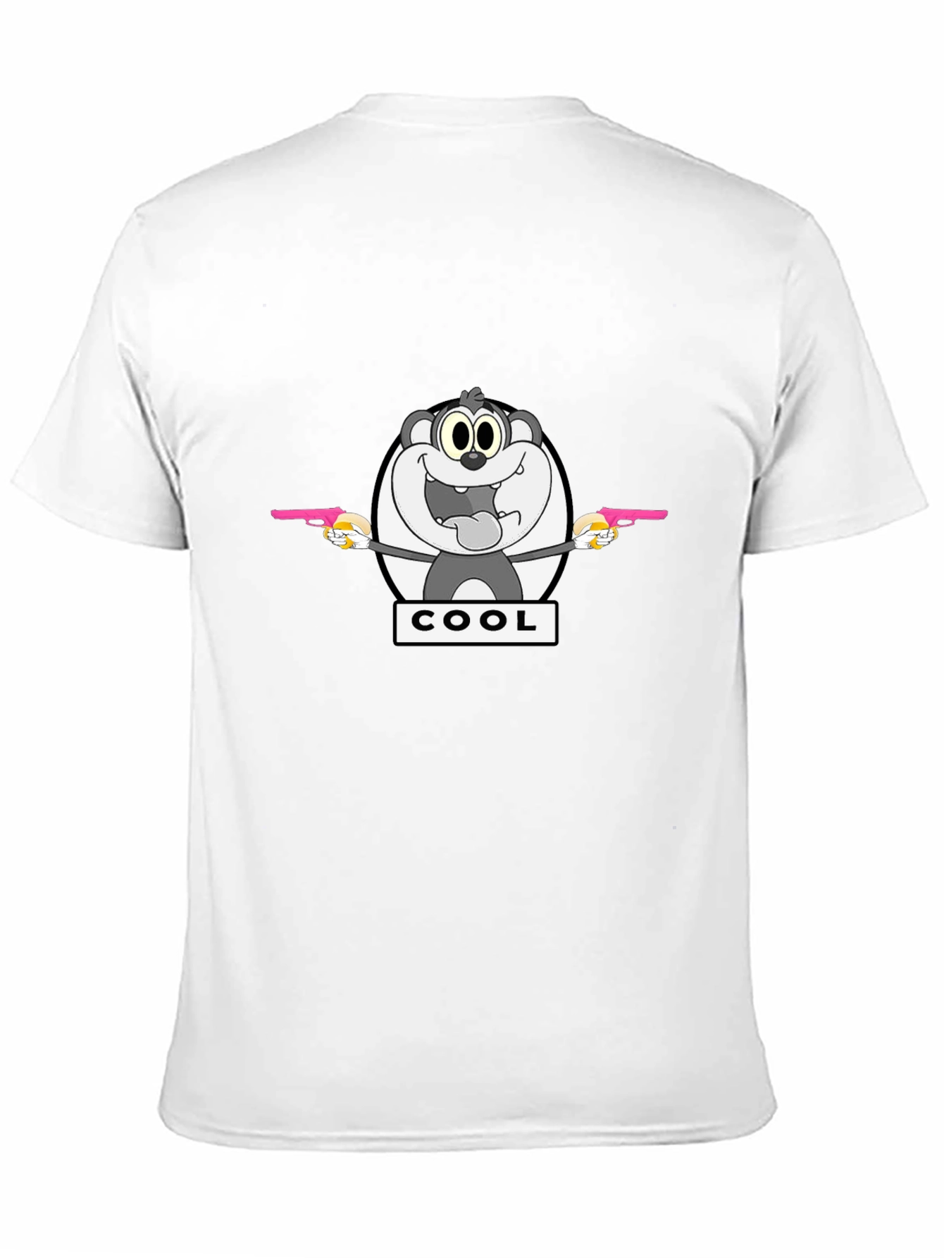 Cartoon Cool Bear Graphic Print Black T-Shirt