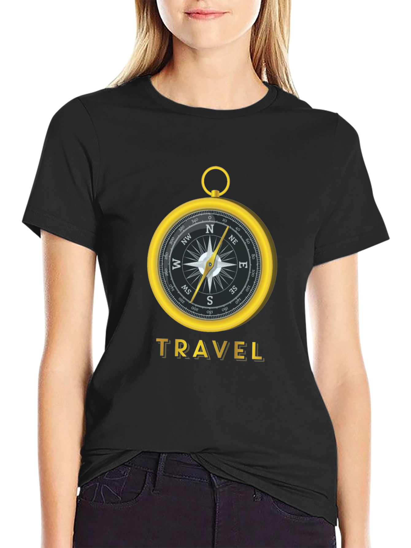 Travel Compass Graphic Tee - Black