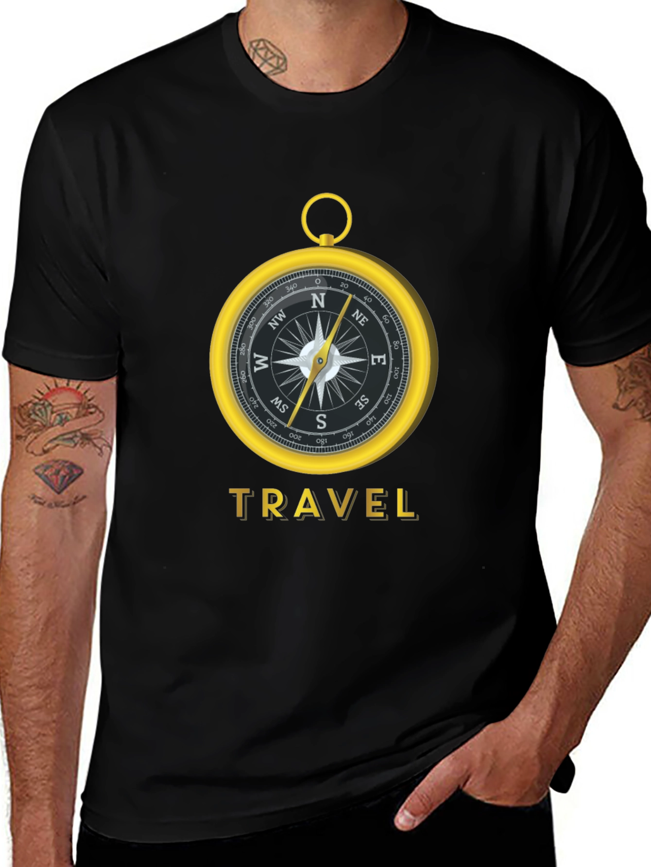 Travel Compass Graphic Tee - Black