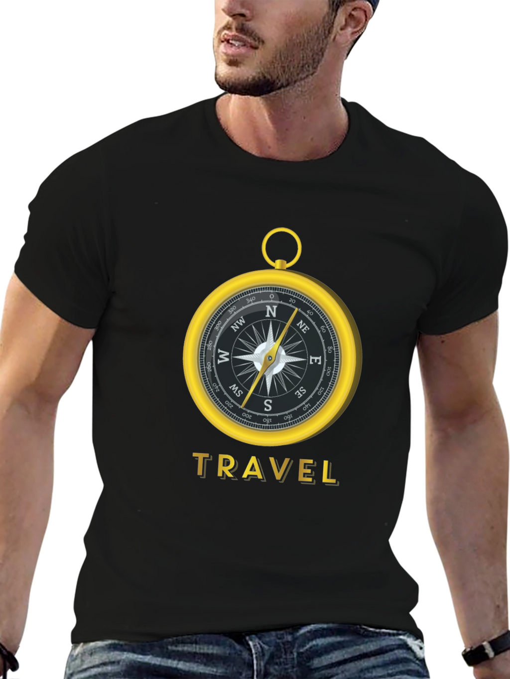 Travel Compass Graphic Tee - Black