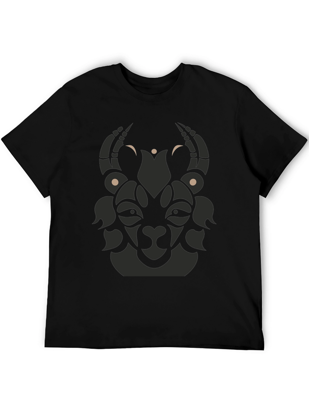 Tribal Goat Graphic Tee - Modern Black T-Shirt