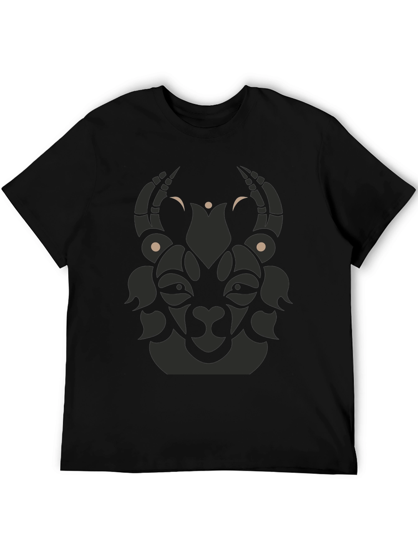 Tribal Goat Graphic Tee - Modern Black T-Shirt