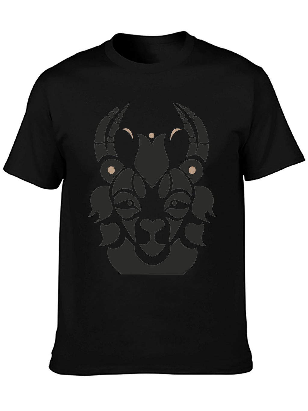 Tribal Goat Graphic Tee - Modern Black T-Shirt