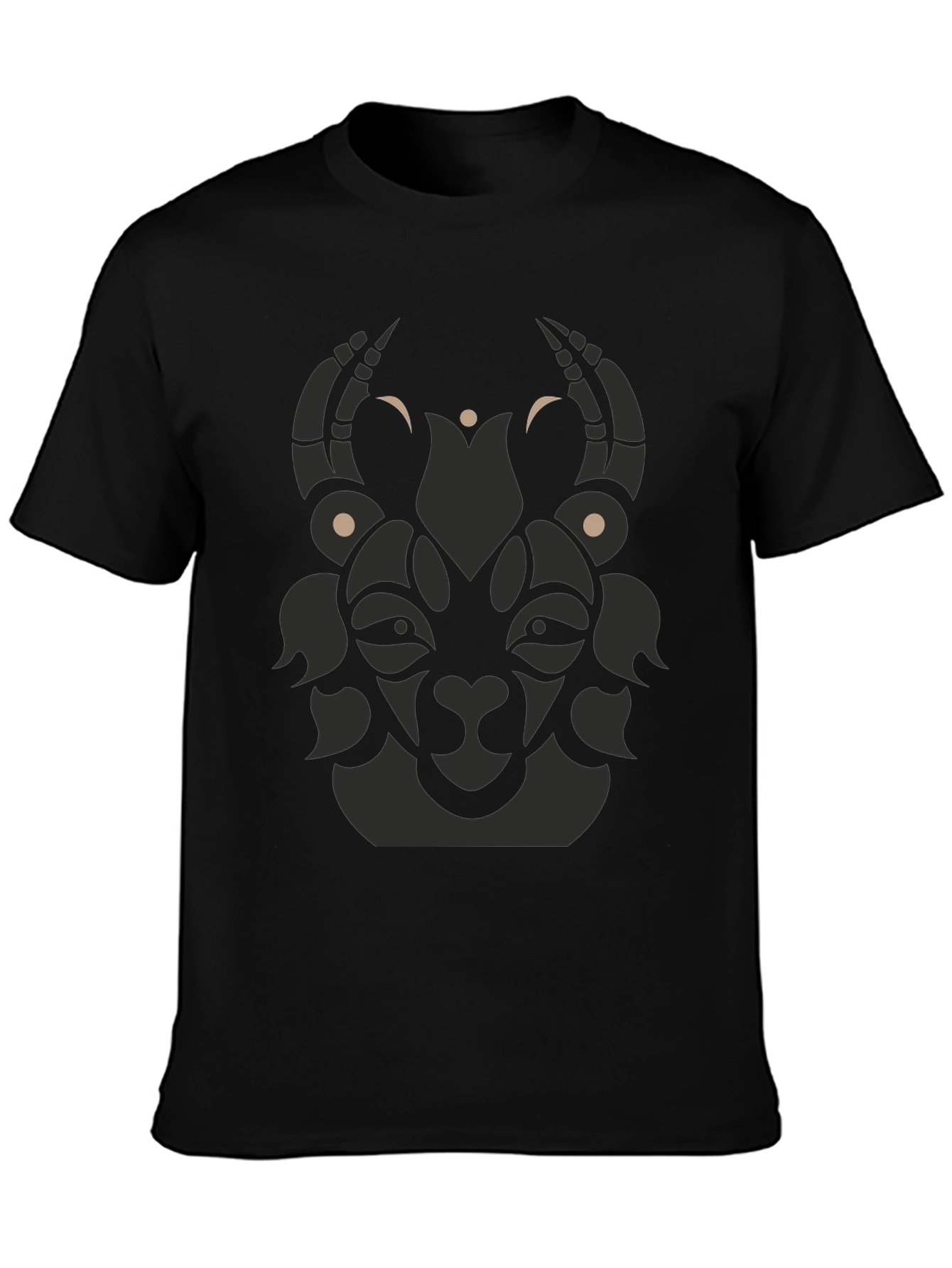 Tribal Goat Graphic Tee - Modern Black T-Shirt