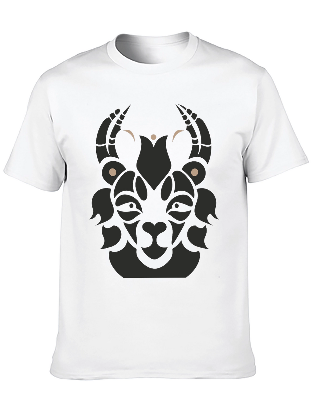 Tribal Goat Graphic Tee - Modern Black T-Shirt