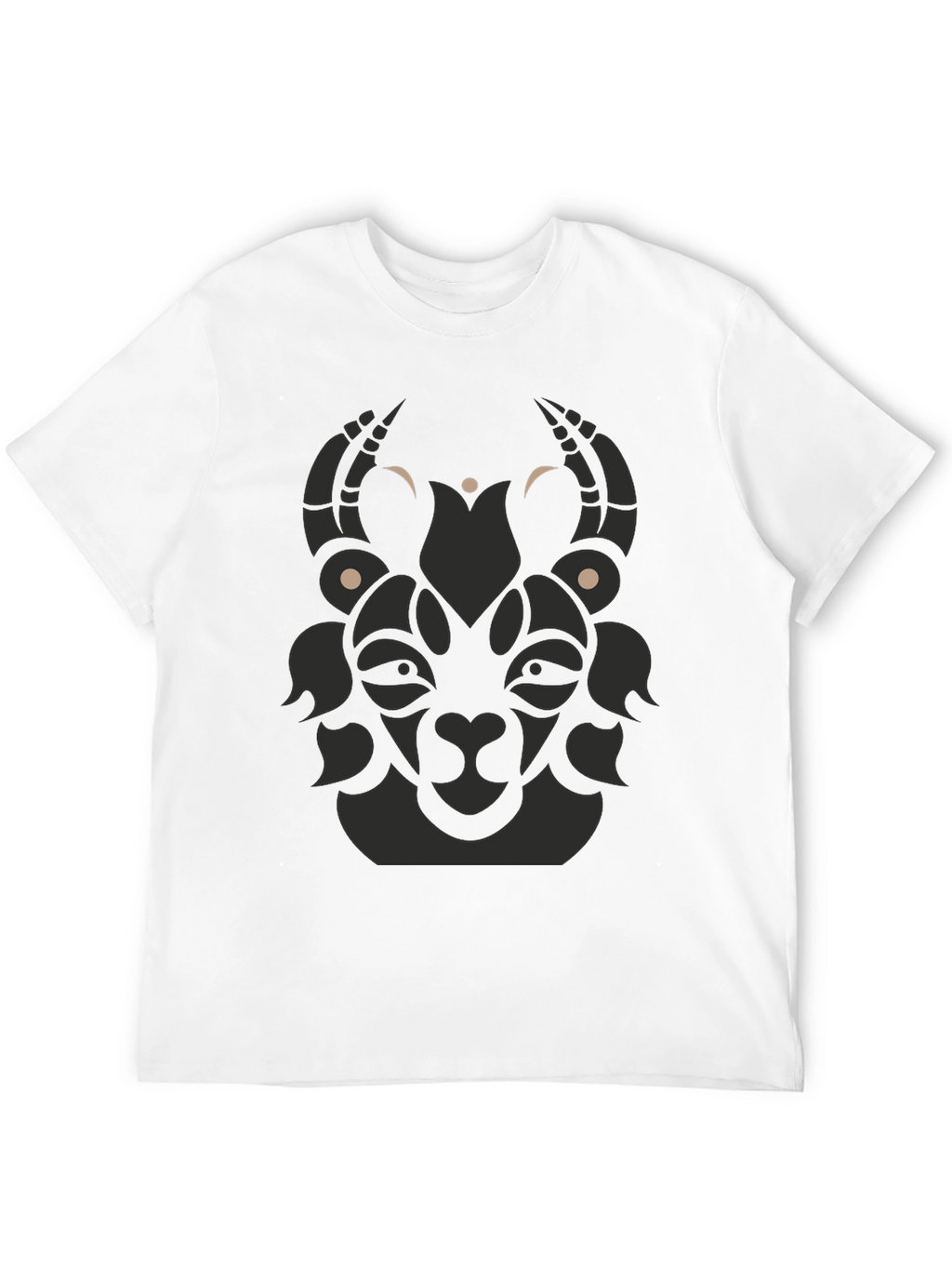 Tribal Goat Graphic Tee - Modern Black T-Shirt
