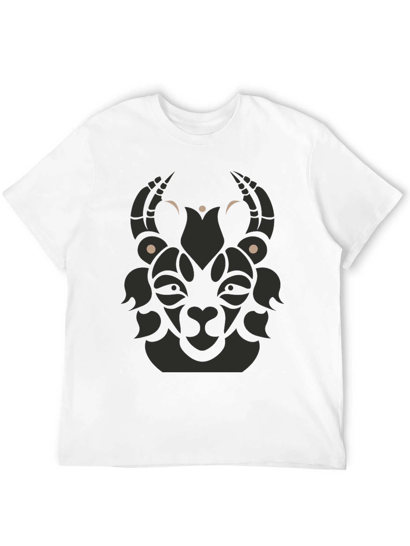 Tribal Goat Graphic Tee - Modern Black T-Shirt