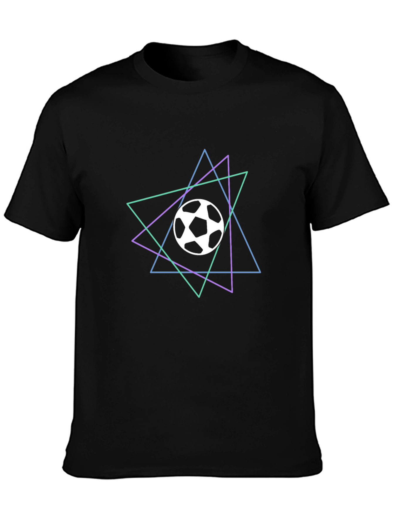 Geometric Soccer Ball Graphic Tee - Black