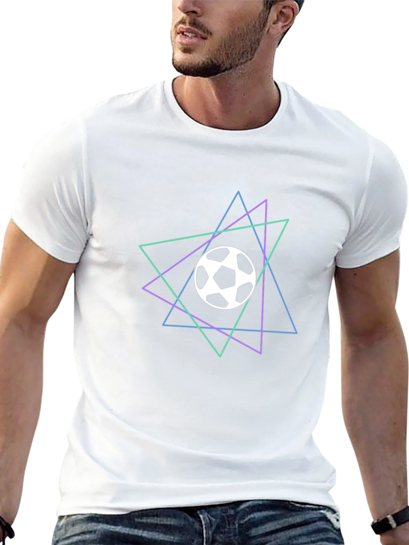 Geometric Soccer Ball Graphic Tee - Black