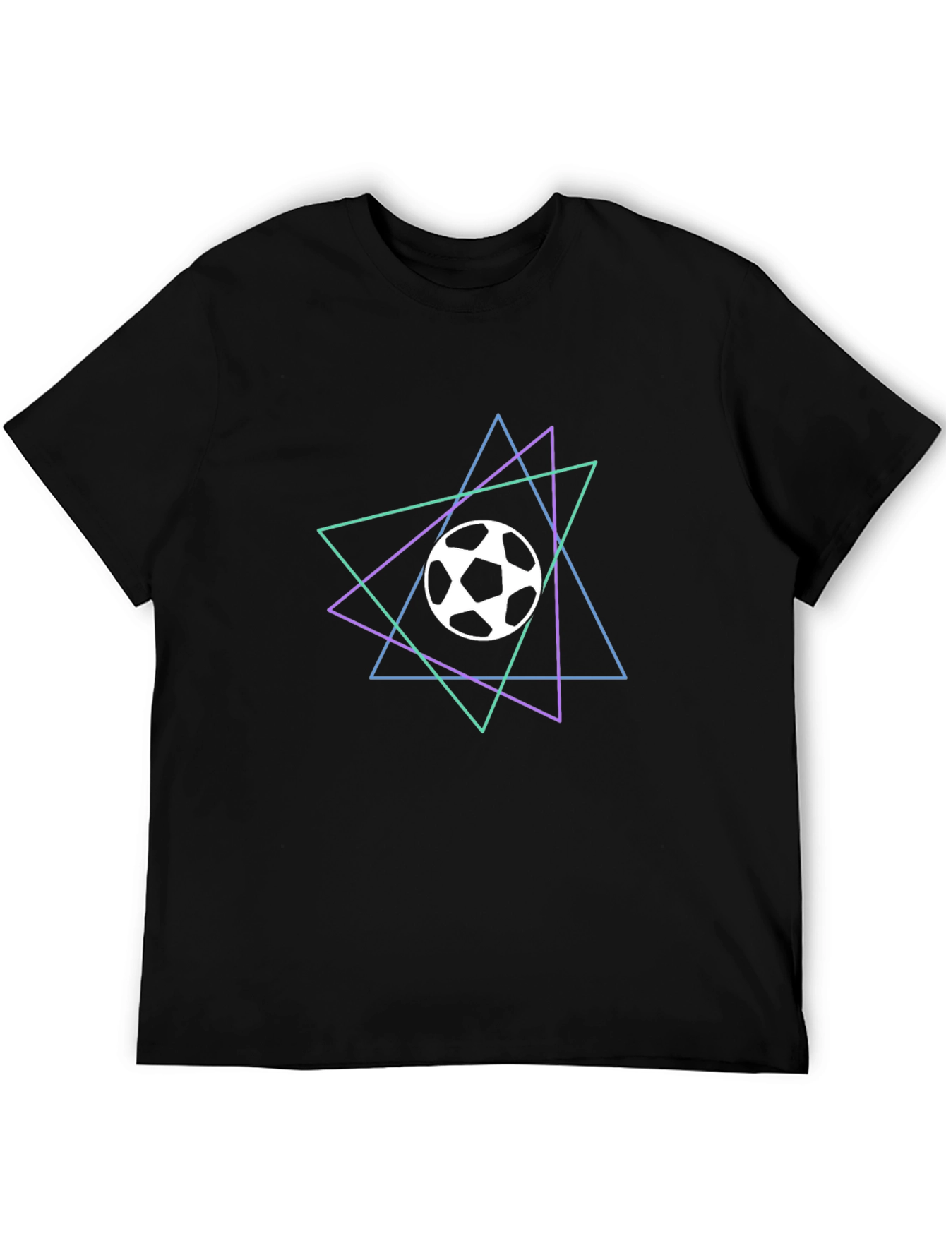 Geometric Soccer Ball Graphic Tee - Black