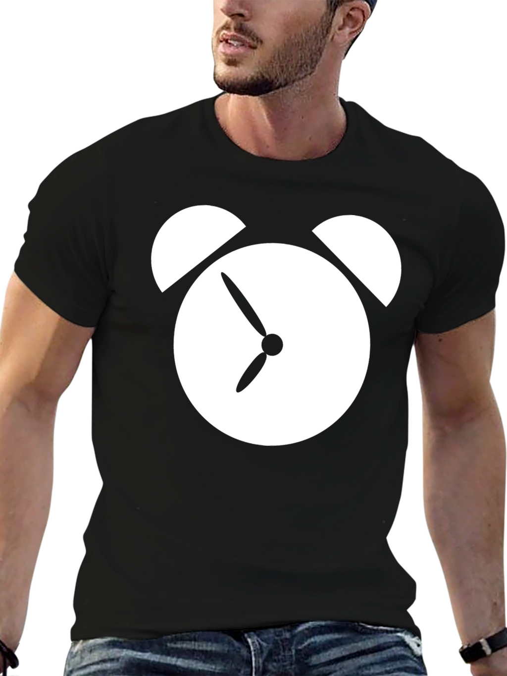 Alarm Clock Graphic Tee - Black Cotton T-Shirt