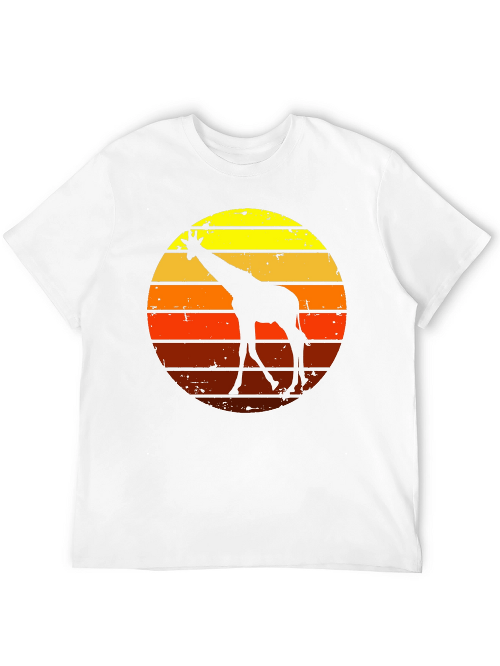 Retro Giraffe Sunset Graphic Tee - Black