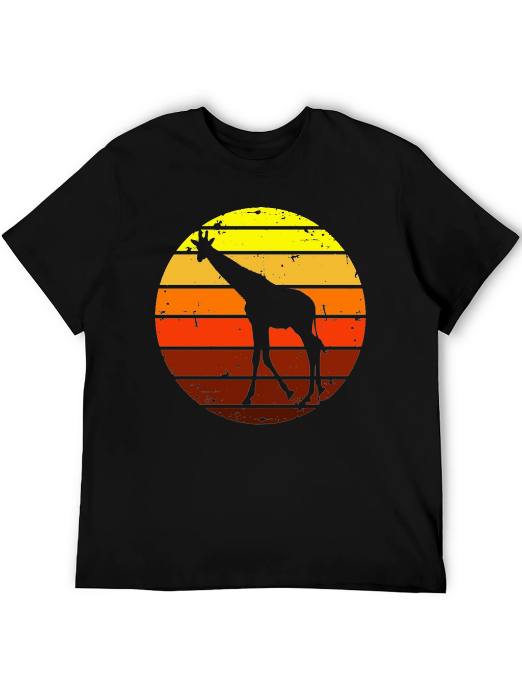 Retro Giraffe Sunset Graphic Tee - Black