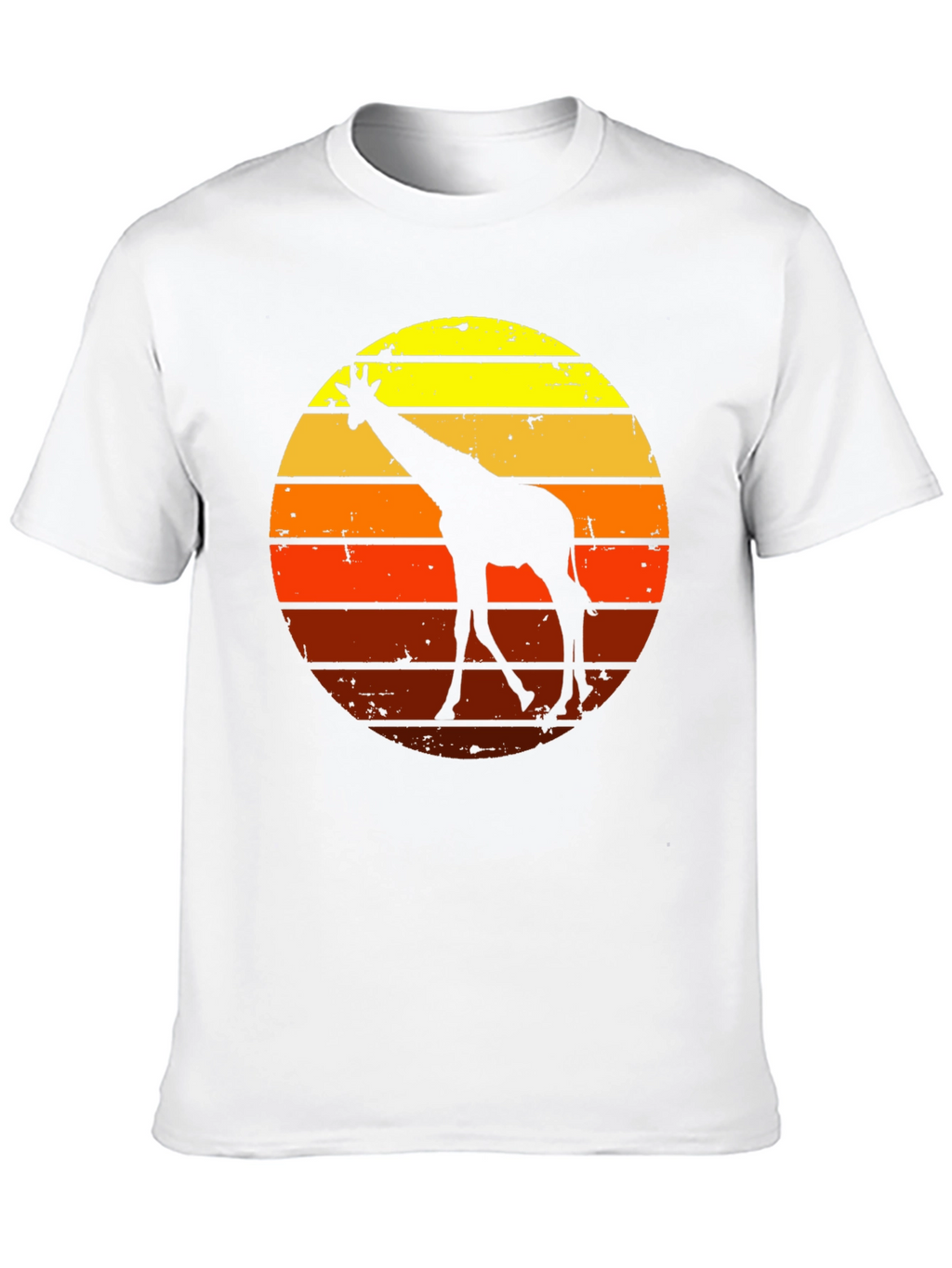 Retro Giraffe Sunset Graphic Tee - Black