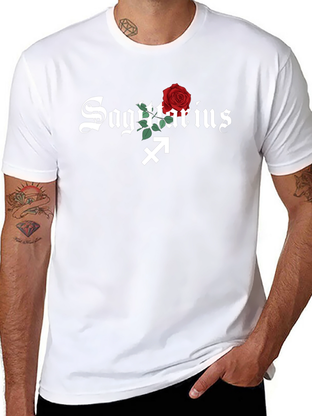 Sagittarius Zodiac Sign Rose Graphic T-Shirt