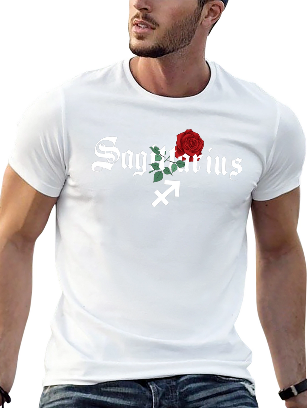 Sagittarius Zodiac Sign Rose Graphic T-Shirt