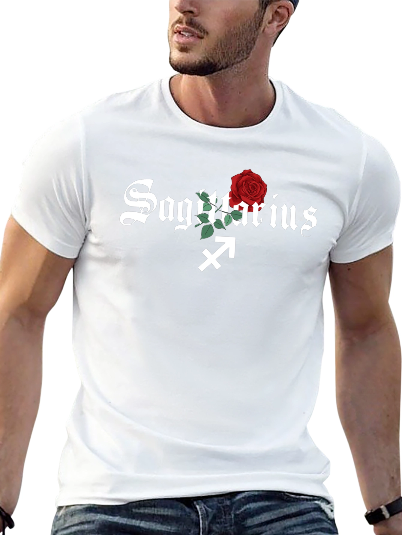 Sagittarius Zodiac Sign Rose Graphic T-Shirt