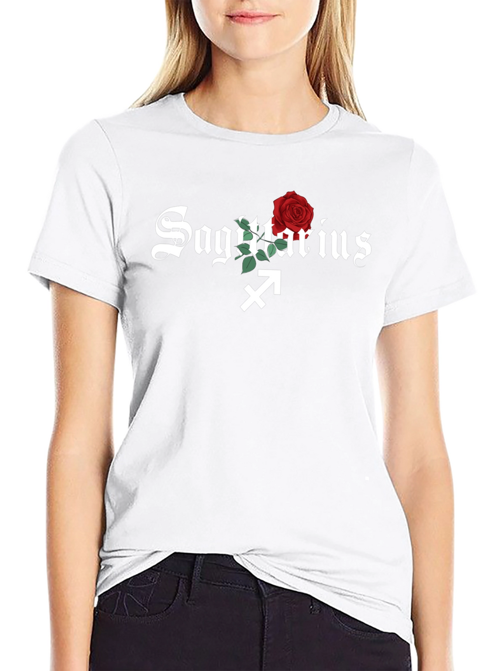 Sagittarius Zodiac Sign Rose Graphic T-Shirt