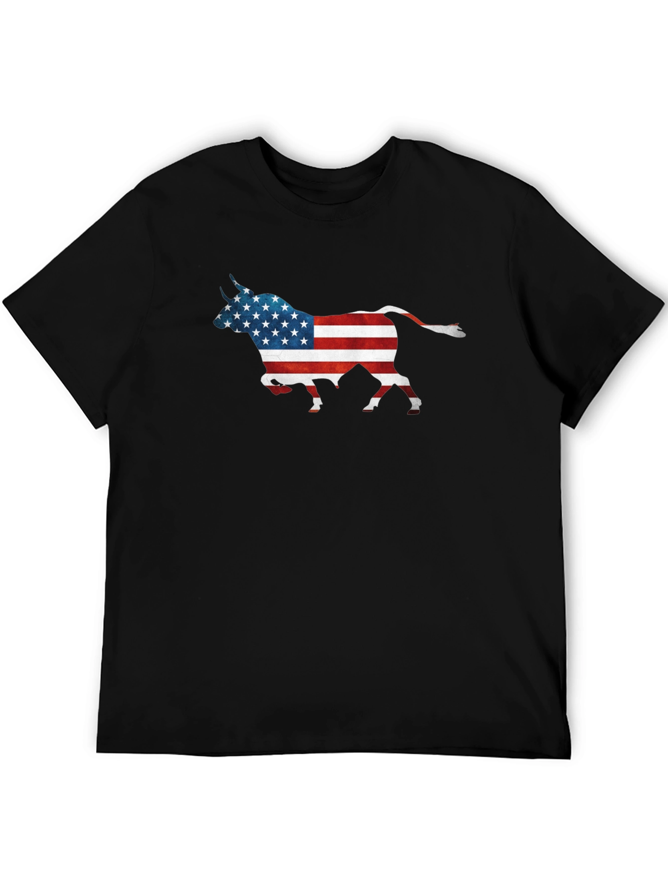 American Flag Bull Graphic T-Shirt - Patriotic Style