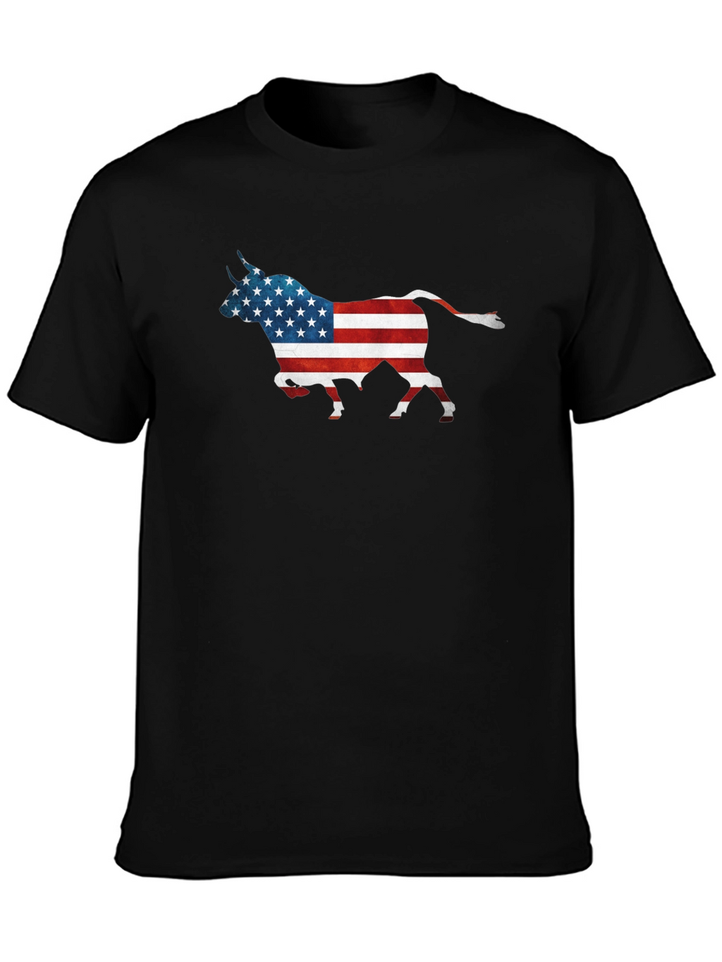 American Flag Bull Graphic T-Shirt - Patriotic Style