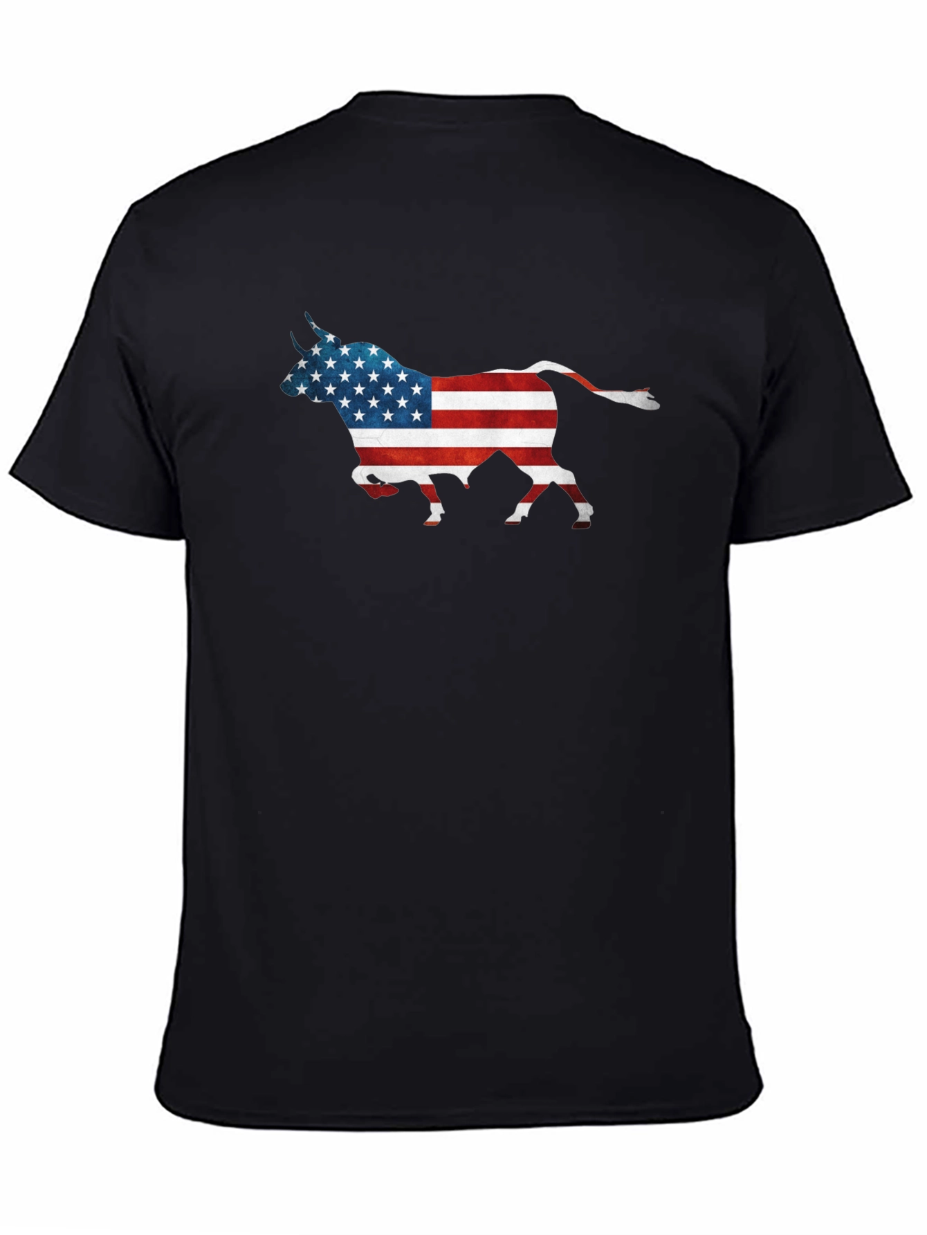 American Flag Bull Graphic T-Shirt - Patriotic Style