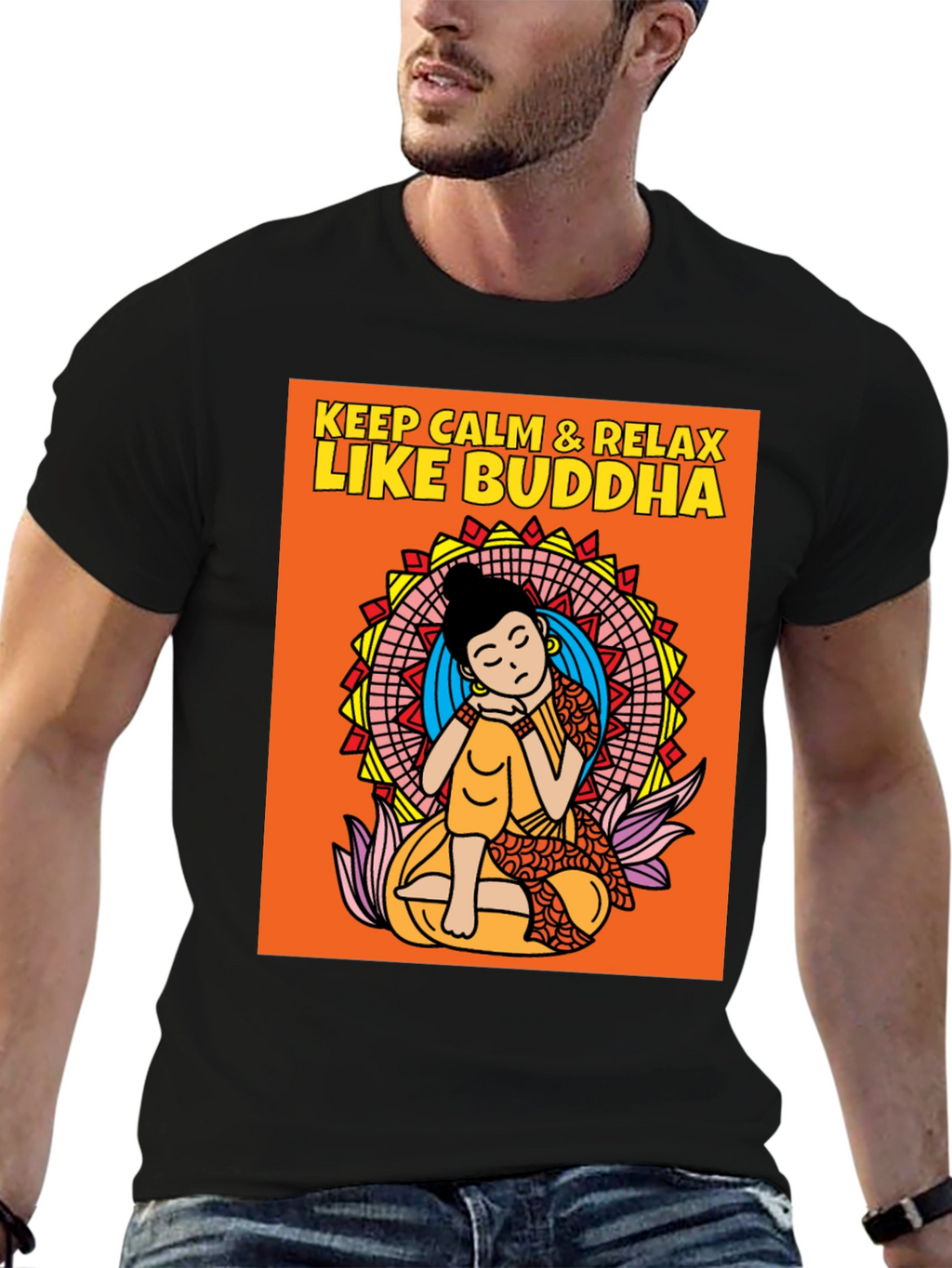 Keep Calm & Relax Like Buddha Graphic T-Shirt