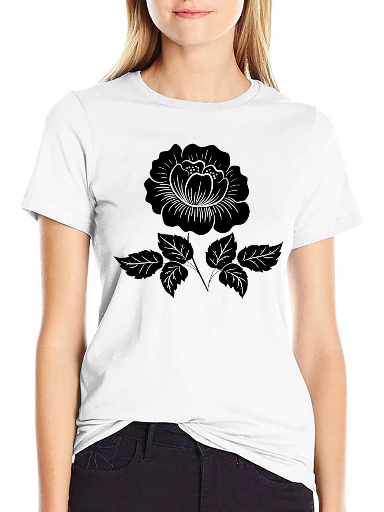 Black Rose Graphic T-Shirt - Classic Style