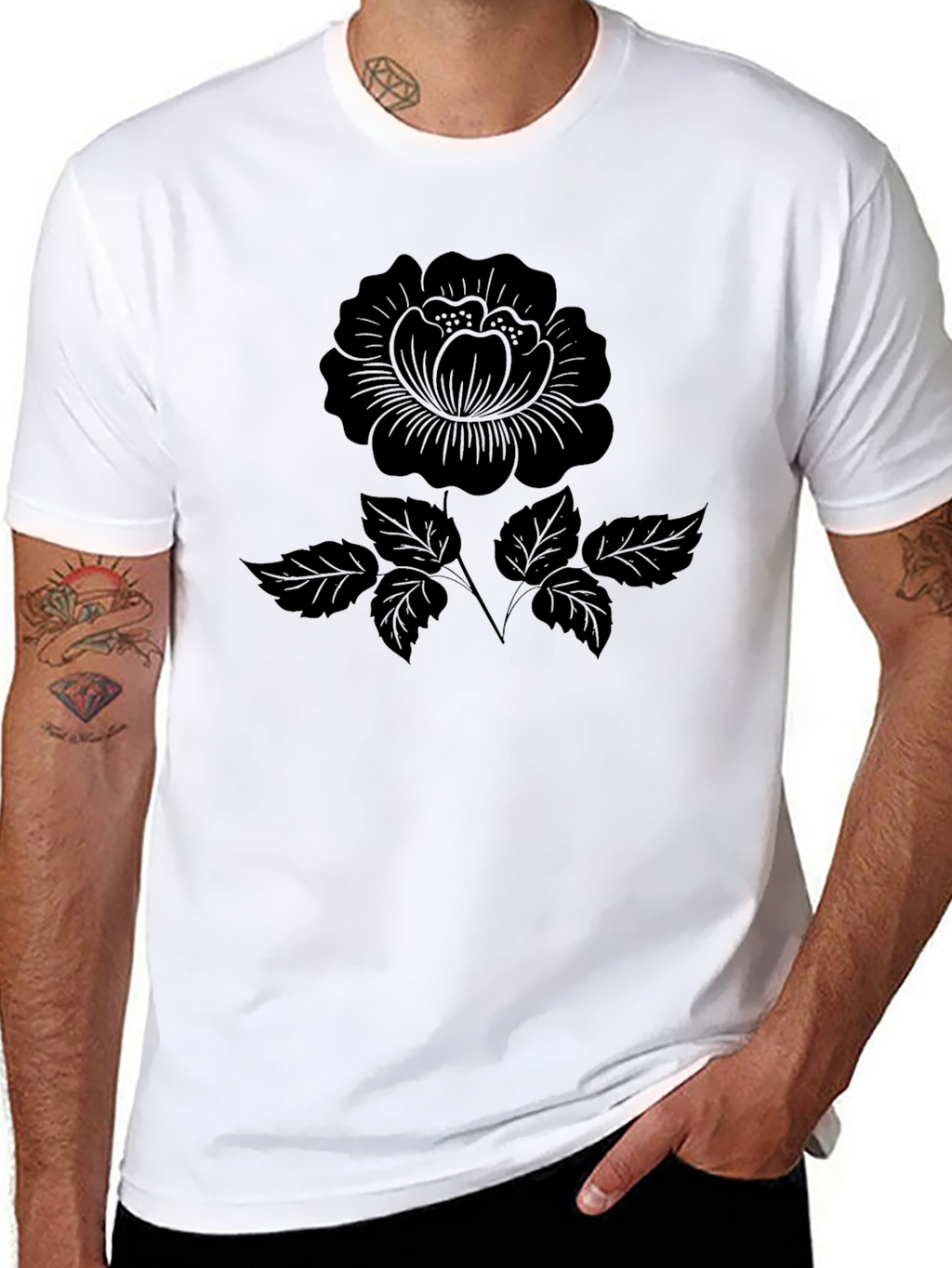 Black Rose Graphic T-Shirt - Classic Style