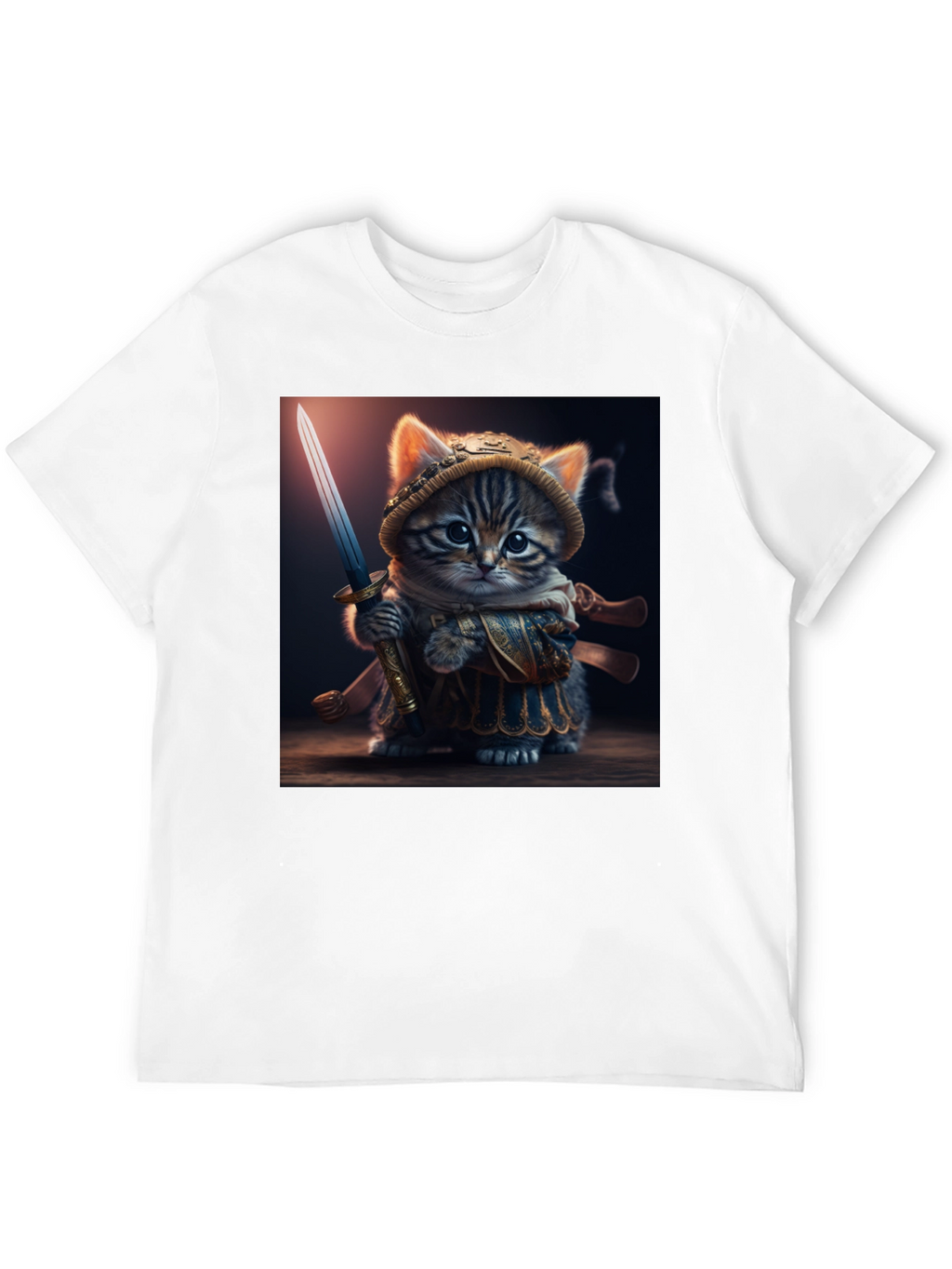 Samurai Cat T-Shirt - Warrior Kitten Graphic Tee