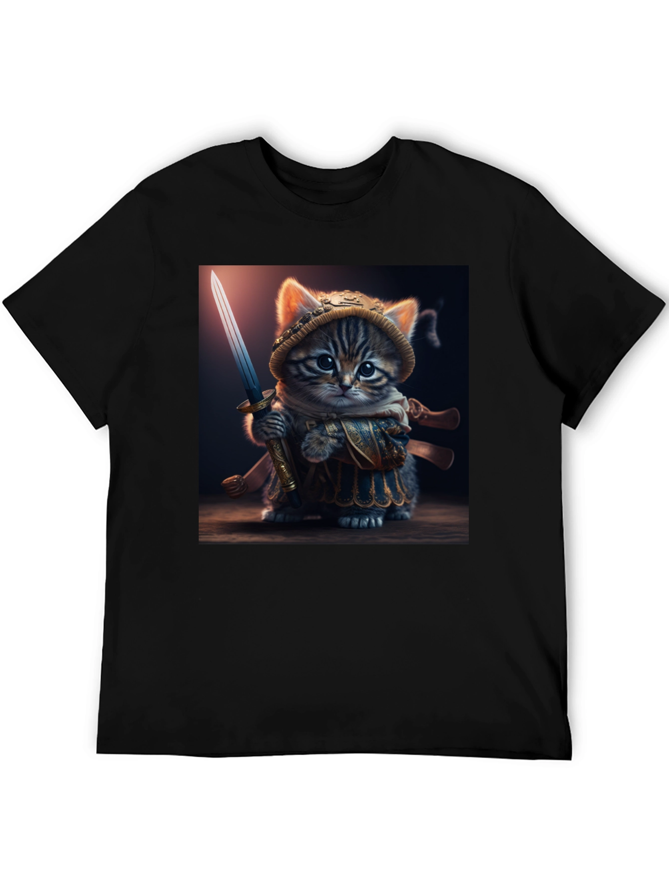 Samurai Cat T-Shirt - Warrior Kitten Graphic Tee