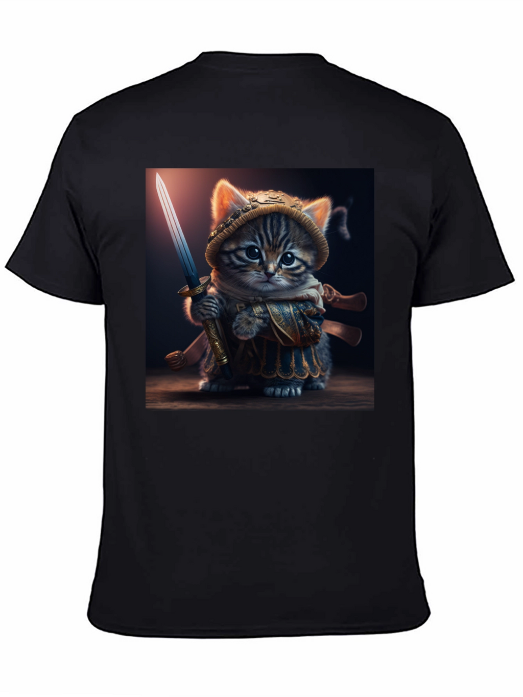 Samurai Cat T-Shirt - Warrior Kitten Graphic Tee