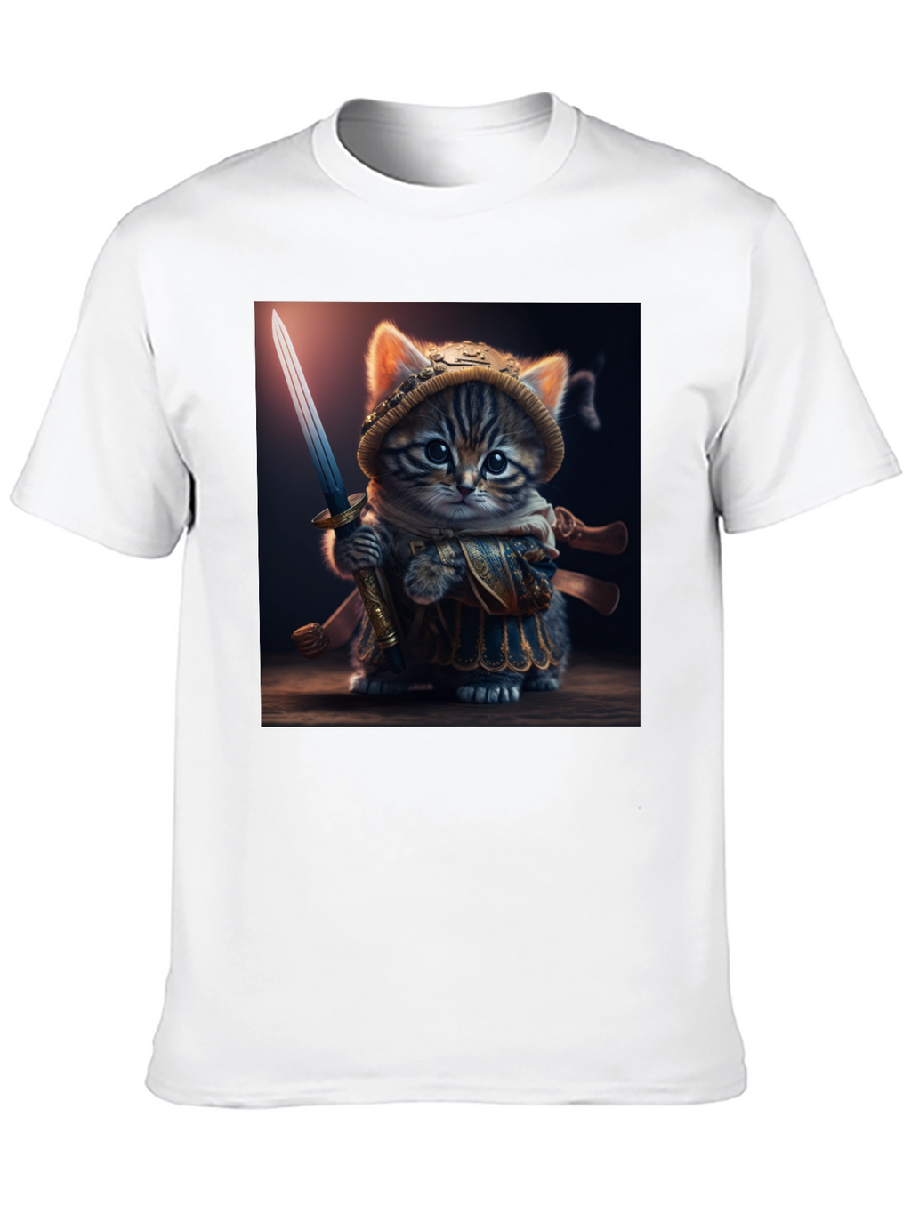 Samurai Cat T-Shirt - Warrior Kitten Graphic Tee