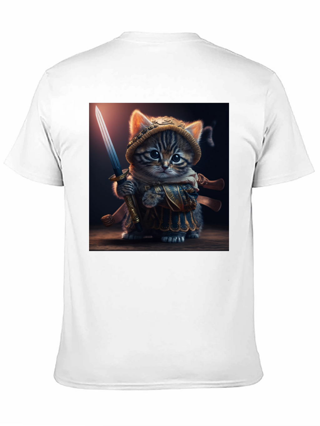 Samurai Cat T-Shirt - Warrior Kitten Graphic Tee