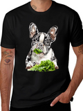 Dog Eating Lettuce Graphic T-Shirt - Black