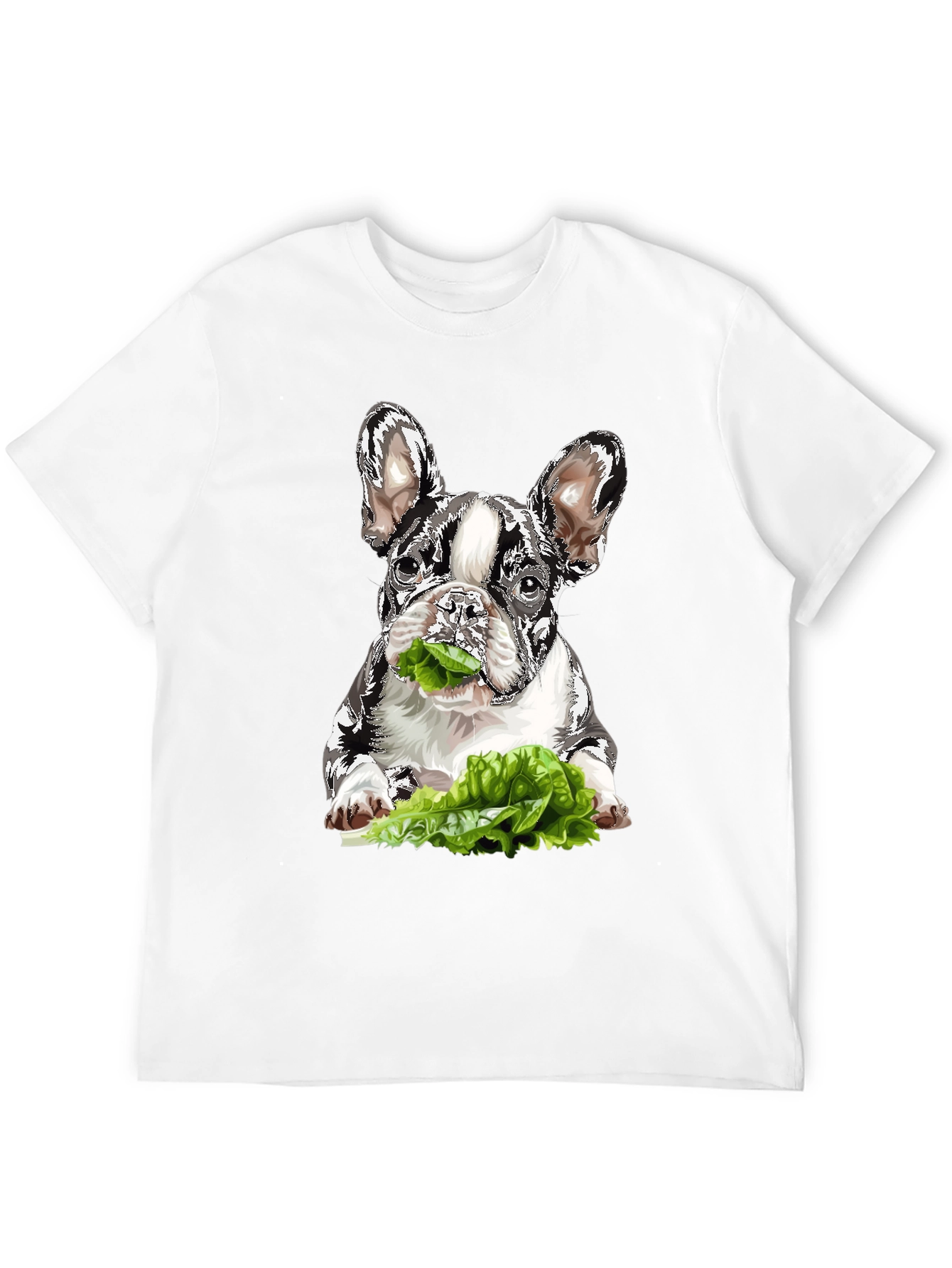 Dog Eating Lettuce Graphic T-Shirt - Black