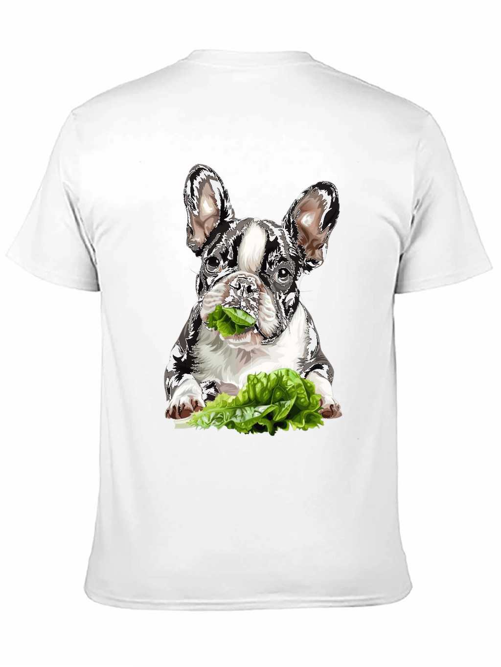 Dog Eating Lettuce Graphic T-Shirt - Black