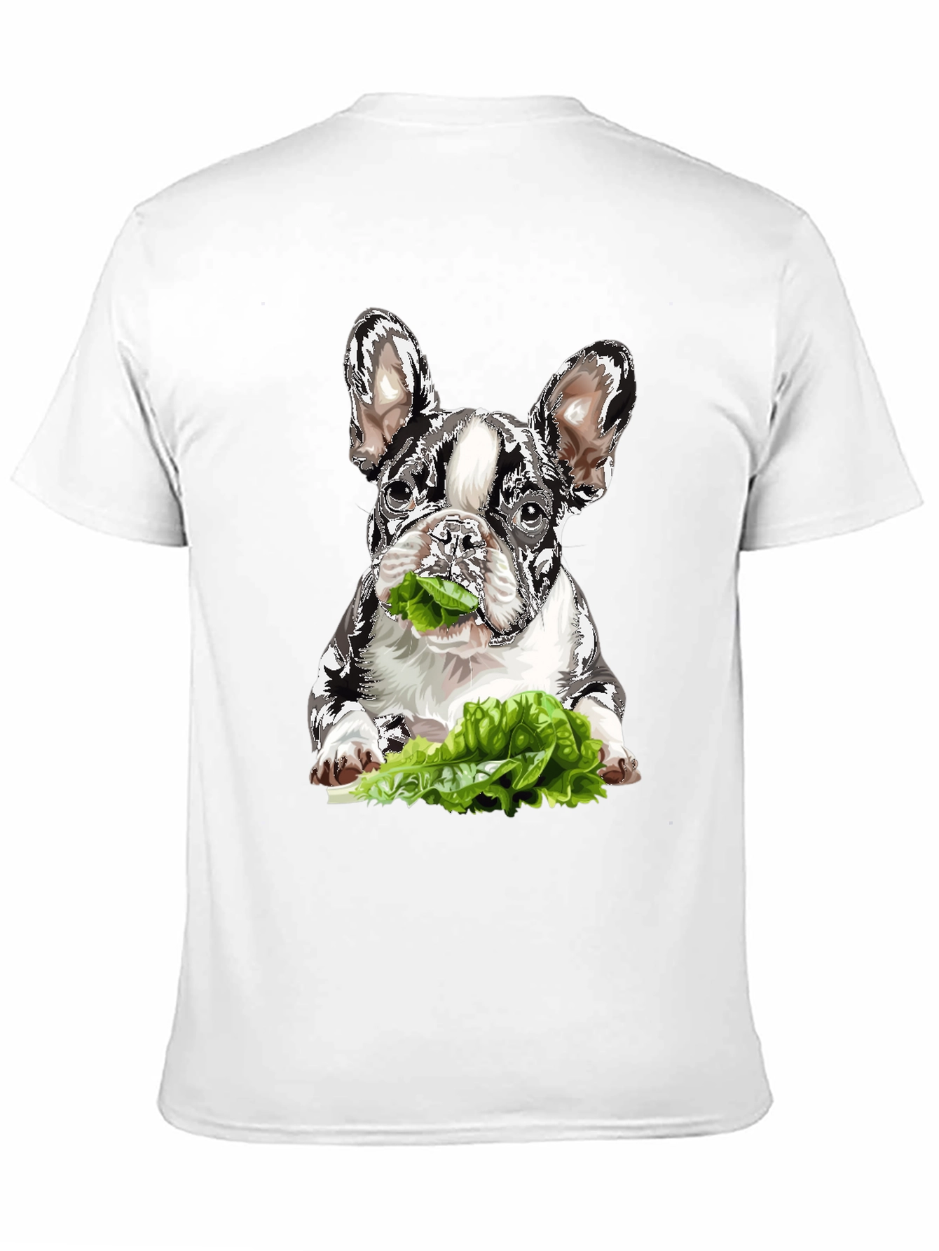 Dog Eating Lettuce Graphic T-Shirt - Black
