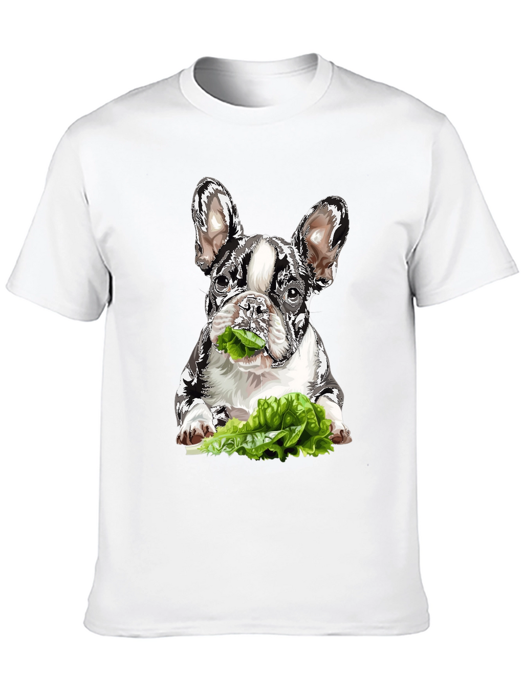Dog Eating Lettuce Graphic T-Shirt - Black