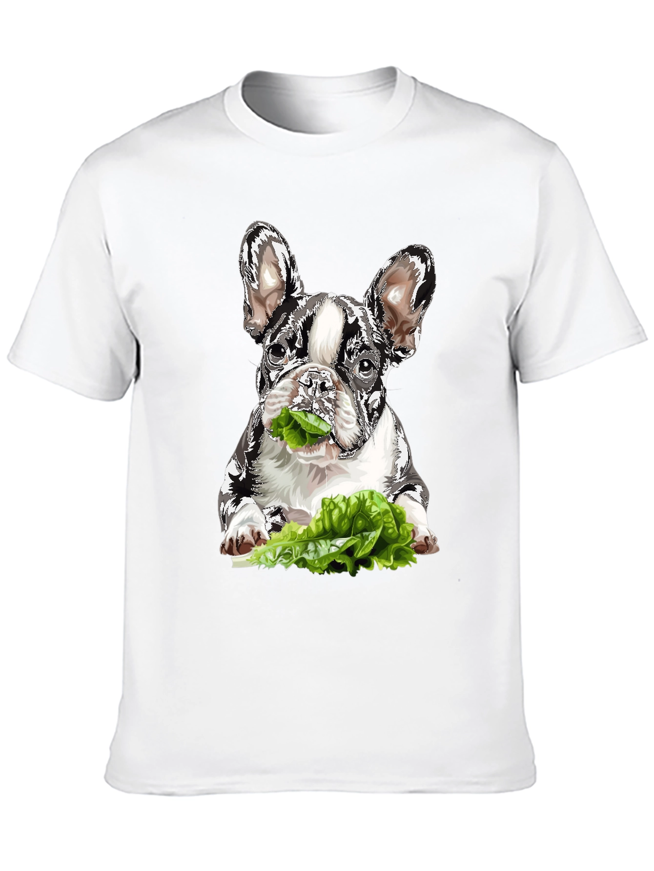 Dog Eating Lettuce Graphic T-Shirt - Black