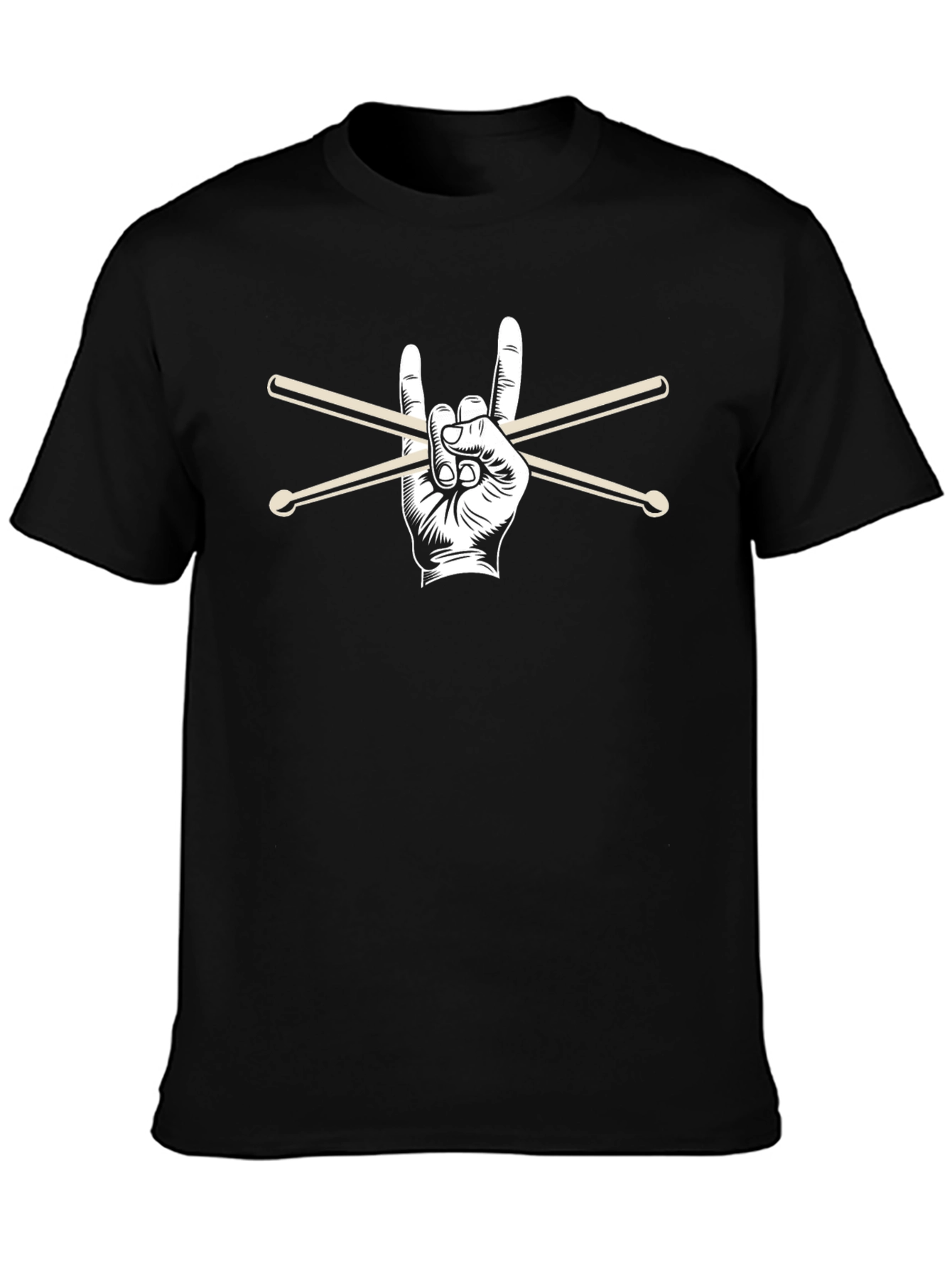 Rock On Drummer T-Shirt - Black Graphic Tee