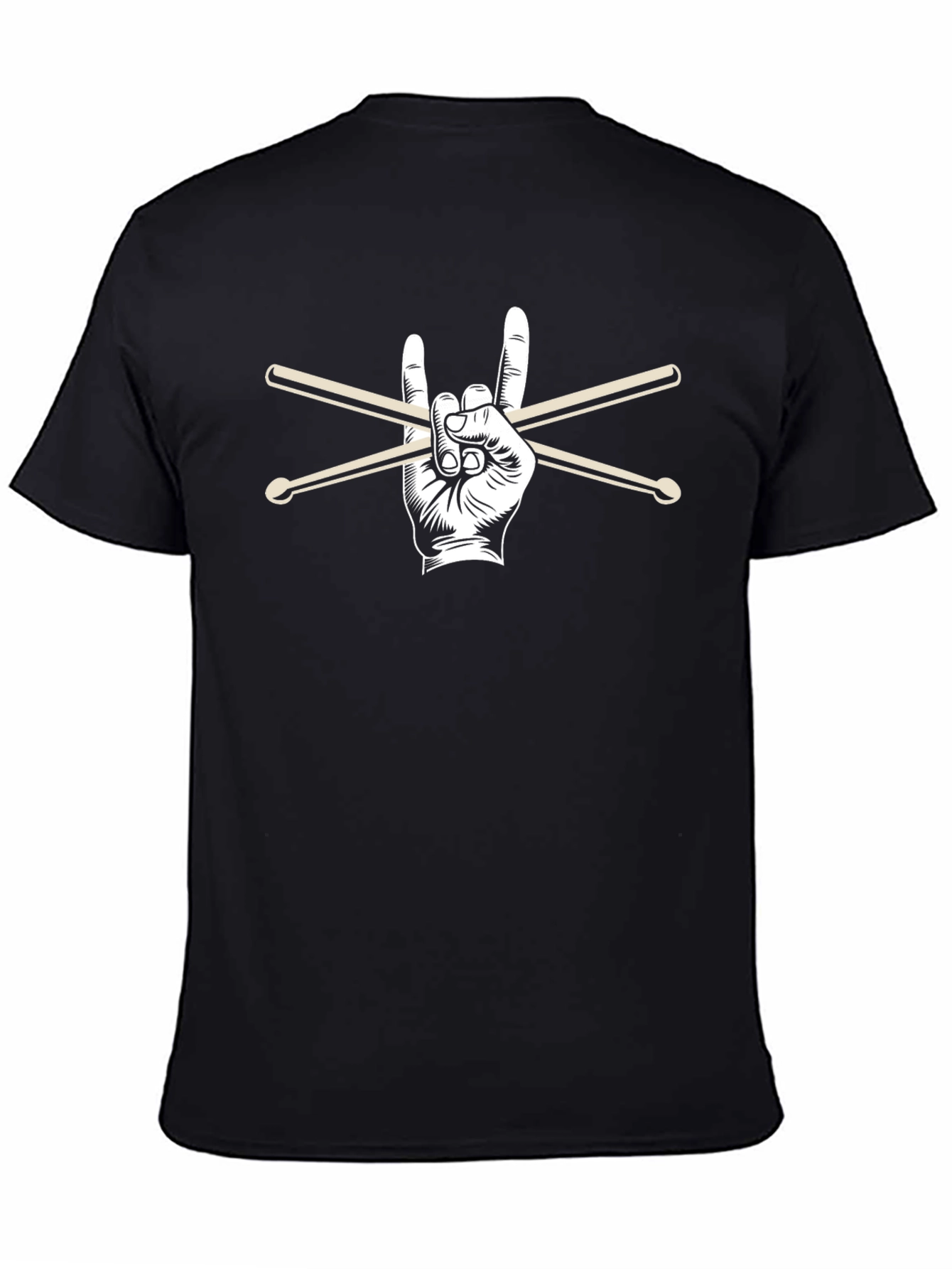 Rock On Drummer T-Shirt - Black Graphic Tee