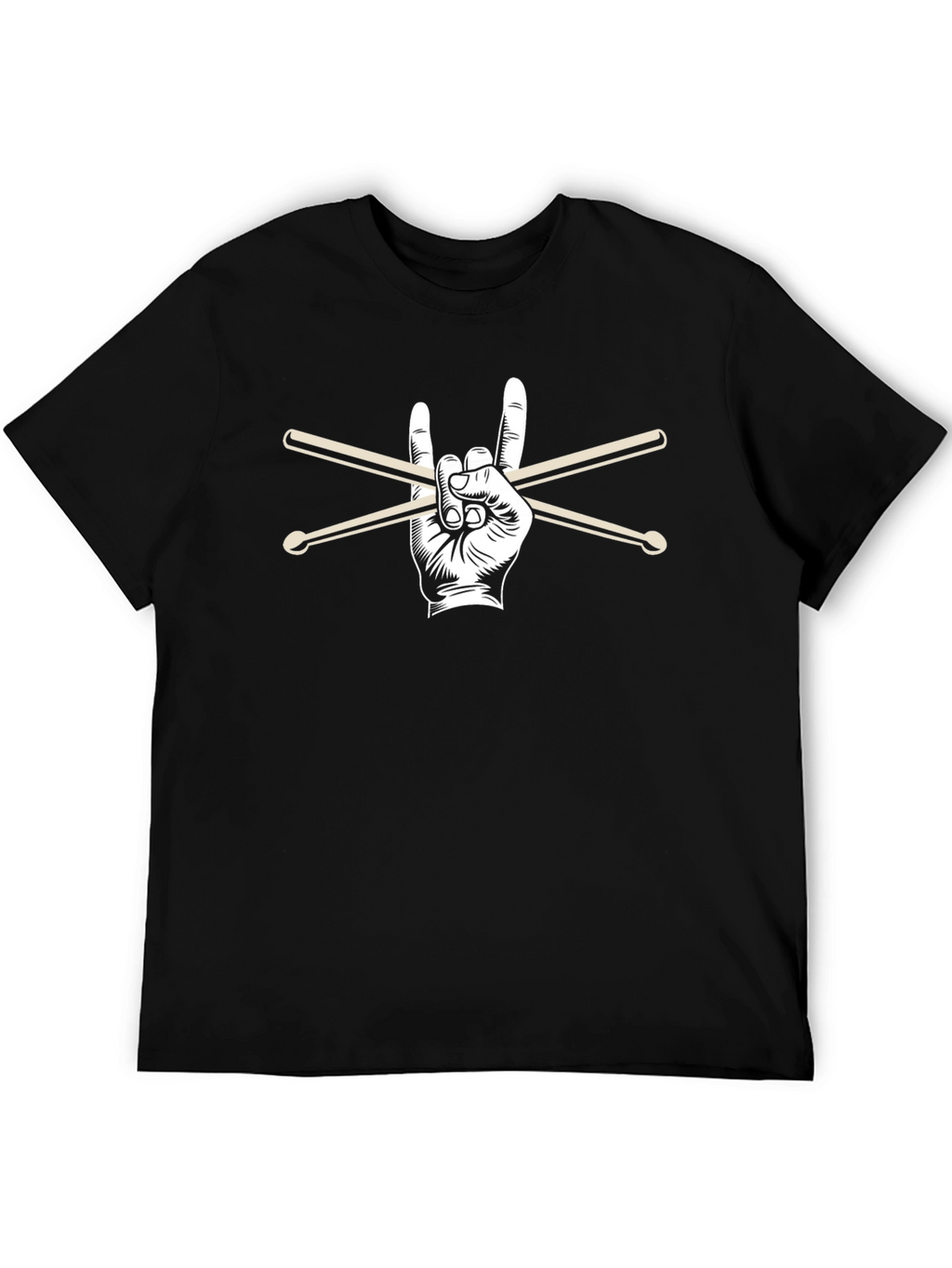 Rock On Drummer T-Shirt - Black Graphic Tee
