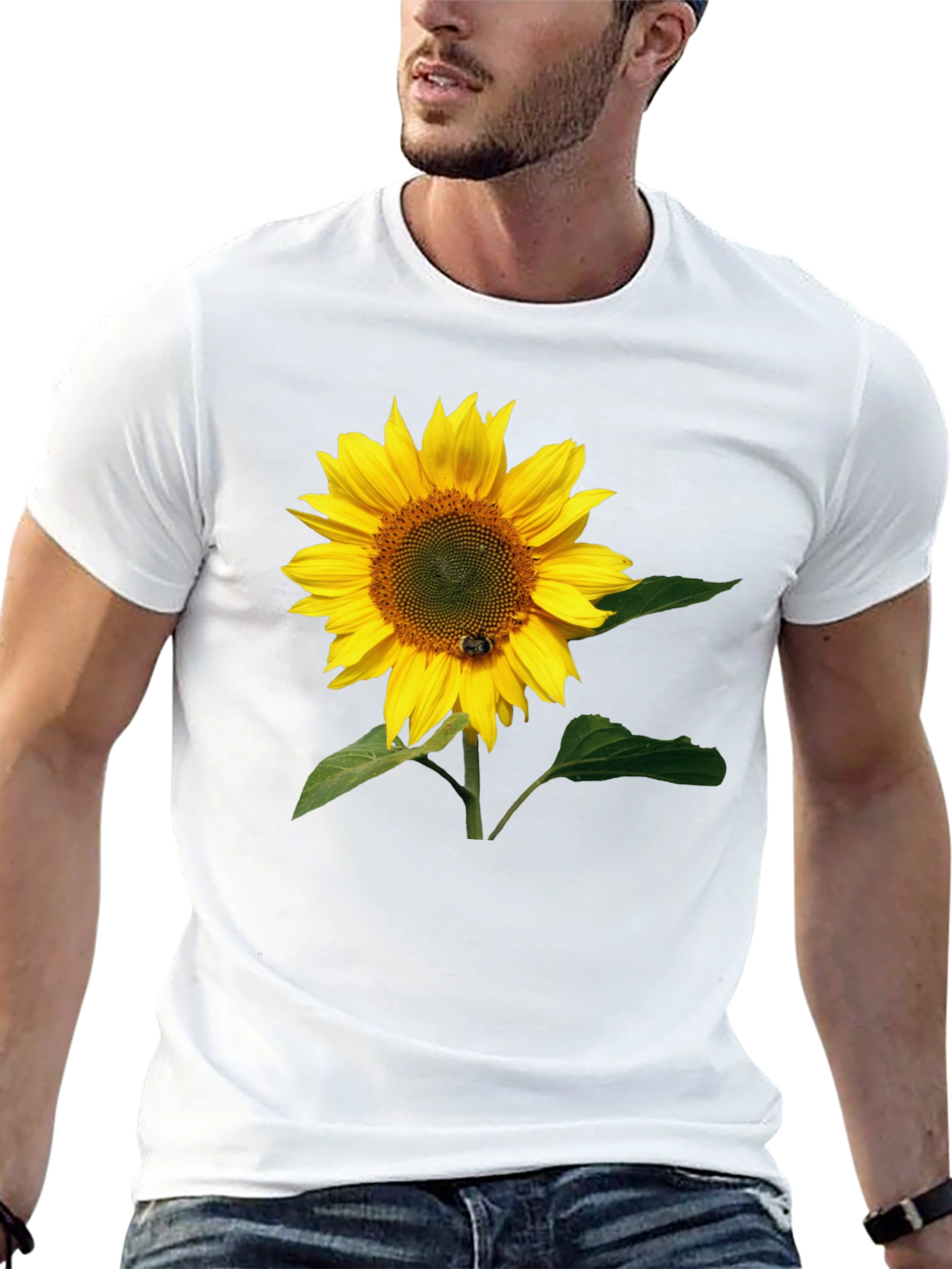 Sunflower Graphic Tee - Black Cotton T-Shirt