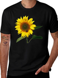 Sunflower Graphic Tee - Black Cotton T-Shirt