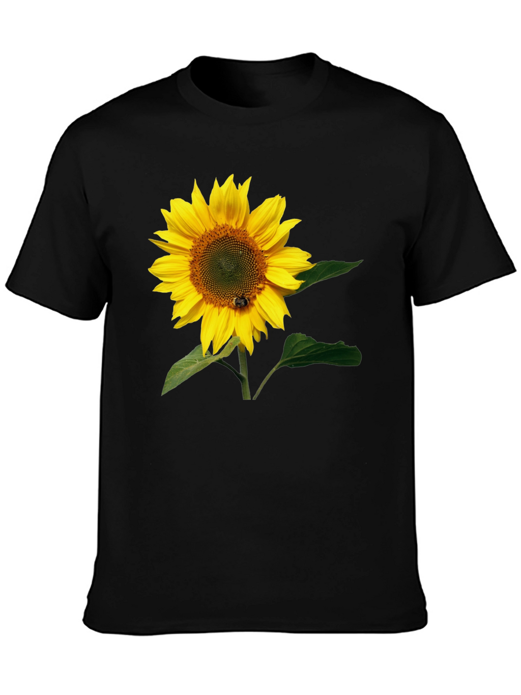 Sunflower Graphic Tee - Black Cotton T-Shirt