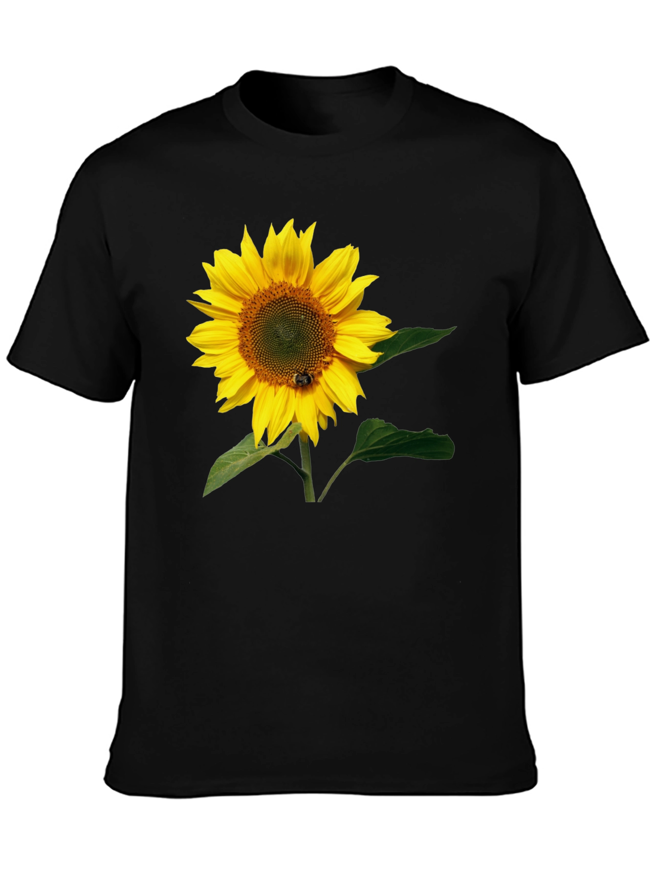 Sunflower Graphic Tee - Black Cotton T-Shirt