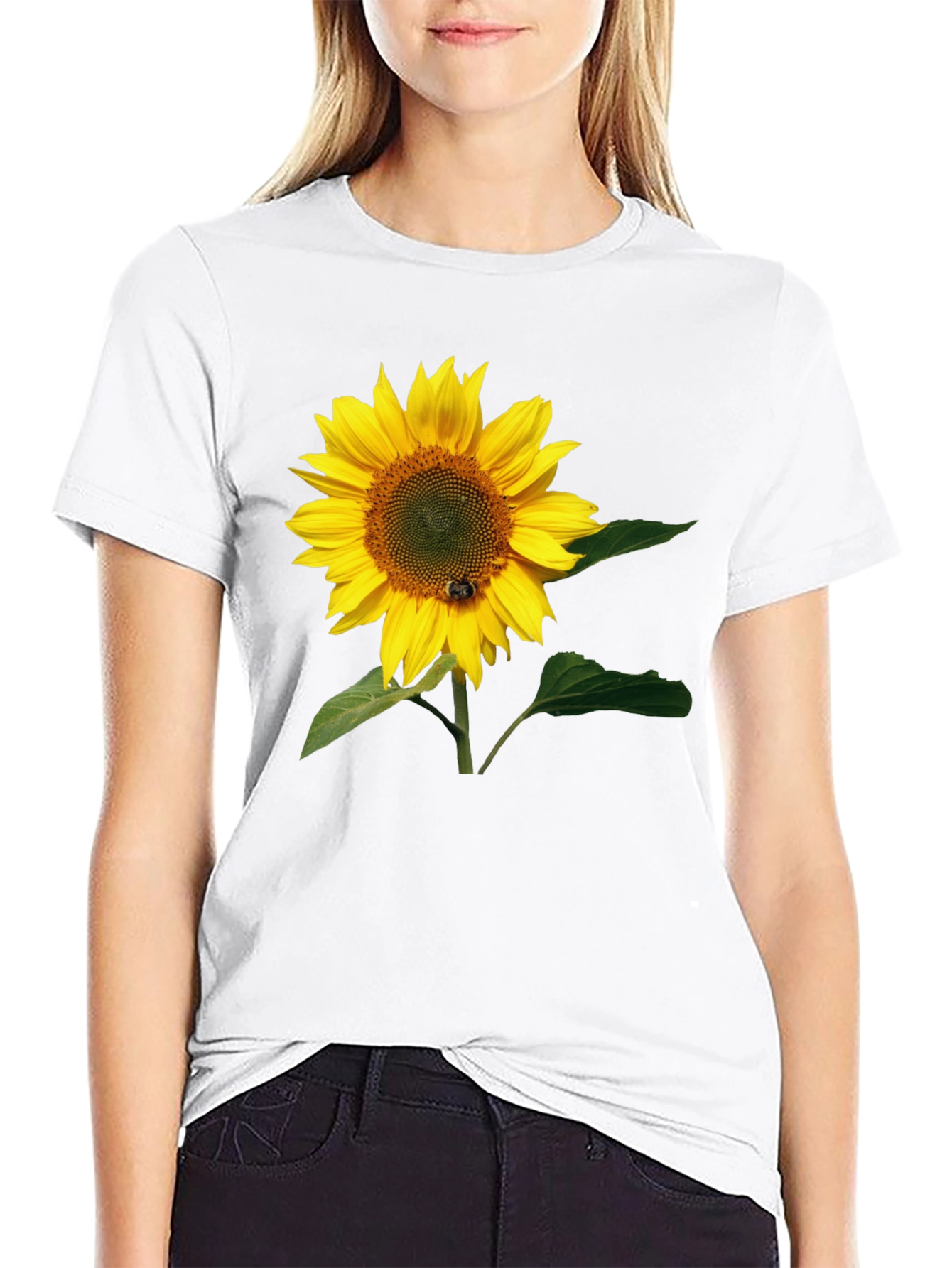 Sunflower Graphic Tee - Black Cotton T-Shirt