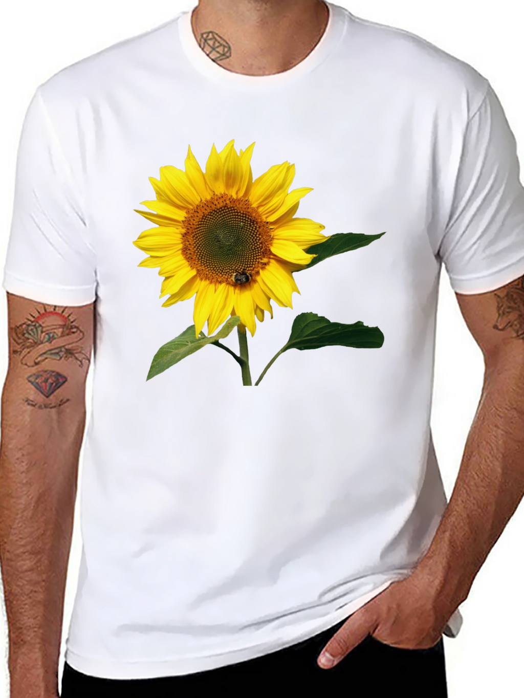 Sunflower Graphic Tee - Black Cotton T-Shirt