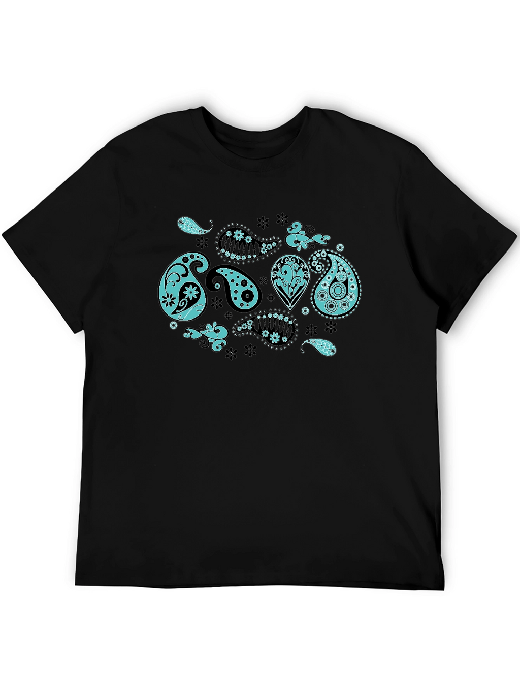 Paisley Print Black Crew Neck T-Shirt