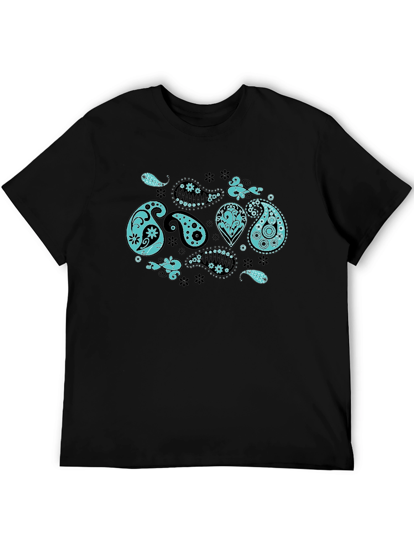 Paisley Print Black Crew Neck T-Shirt